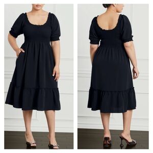 NEW Hill House The Louisa Nap Dress Black Crepe Midi XXL NWOT